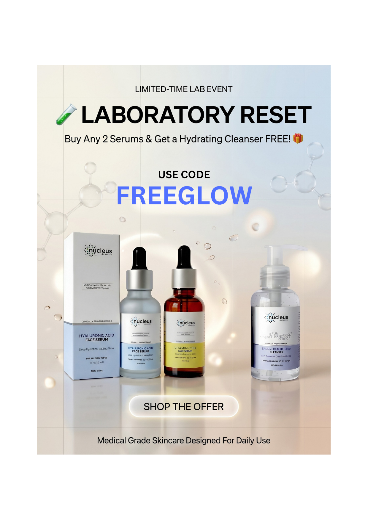 Nucleus Derma Care Buy 2 Get 1 Free Serum Offer
